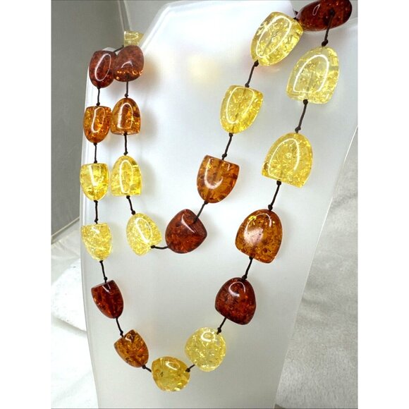 Faux Amber & Yellow Resin Chunky Necklace - Picture 2 of 3